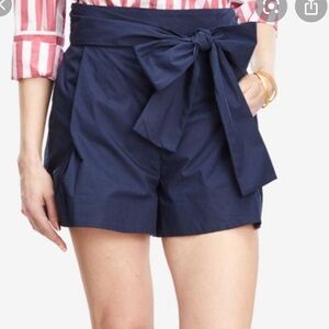 J crew Navy High Waisted Bow Wrap Tie Waist Preppy shorts Size 14